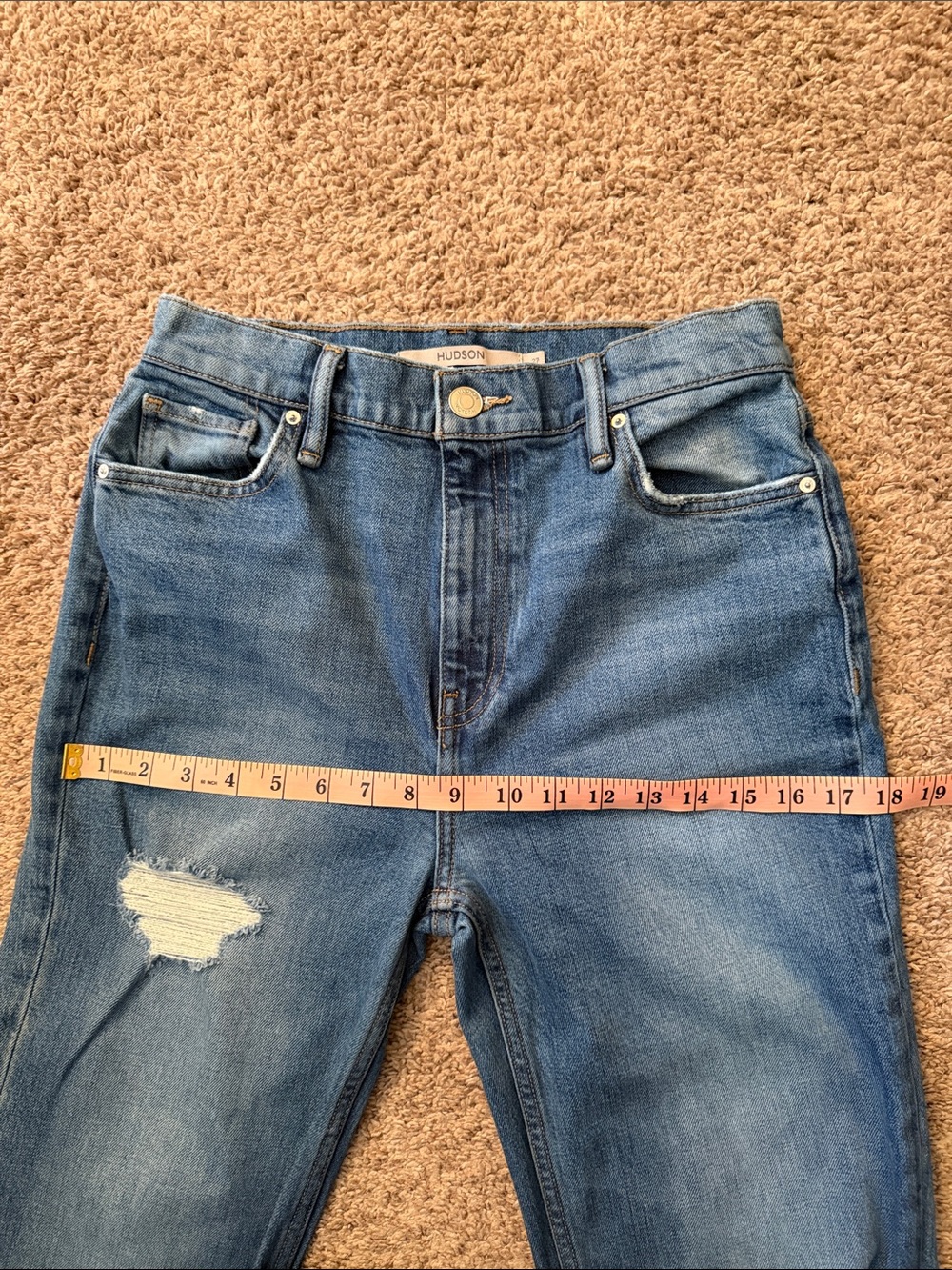 Hudson Remi High-Rise Straight Ankle Jeans - Destructive Lucent Wash Size 27 - Picture 9 of 11
